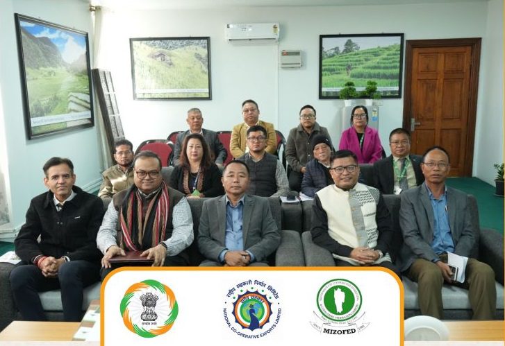 MIZOFED, NCEL sign MoU to strengthen cooperative exports from Mizoram MIZOFED and NCEL officials exchanging MoU documents in Aizawl