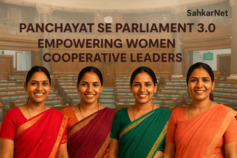 Women cooperative leaders participating in Panchayat Se Parliament 3.0 in New Delhi.