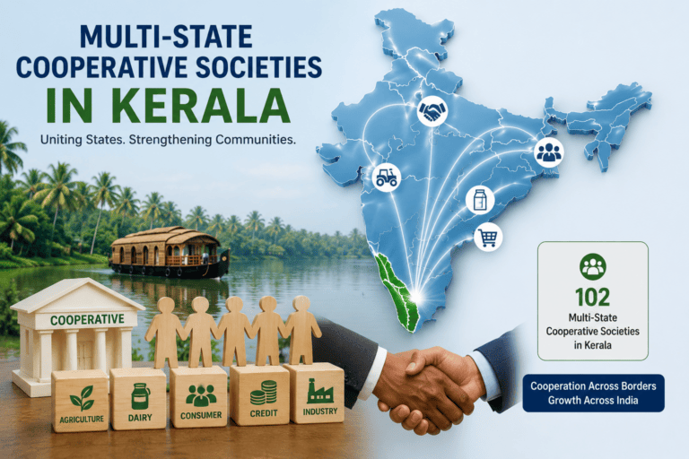 Multi State Co-operative Societies in Kerala Representative image depicting Multi-State Cooperative Societies in Kerala, highlighting interstate cooperation, Kerala's cooperative ecosystem and community-driven economic development.