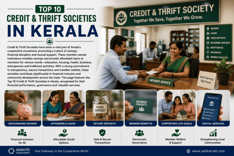 Top 10 Credit & Thrift Societies in Kerala Credit & Thrift Societies in Kerala showing member-owned savings and credit services, financial inclusion and cooperative banking.