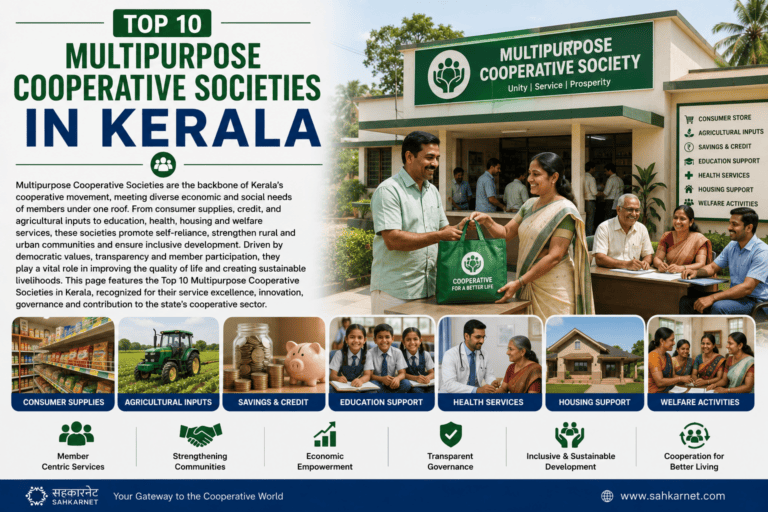 Top 10 Multipurpose Cooperatives in Kerala Top 10 Multipurpose Cooperative Societies in Kerala showcasing integrated cooperative services including agriculture, consumer supplies, credit and community development.