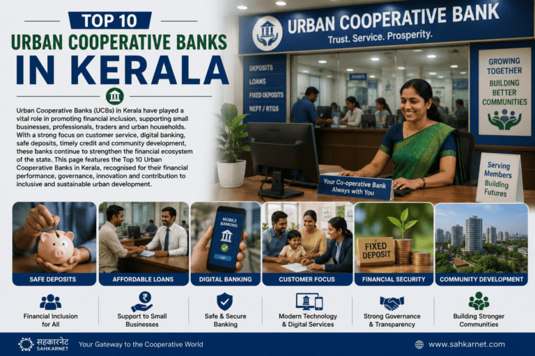 Top Urban Cooperative Banks in Kerala showcasing community banking, customer services, digital banking and cooperative financial institutions.